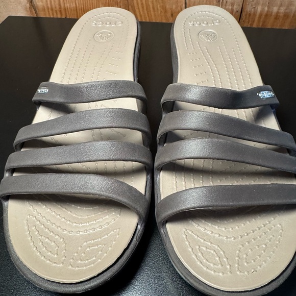 Crocs Rhonda Wedge Sandals Taupe Brown Women US 9 - Picture 2 of 13